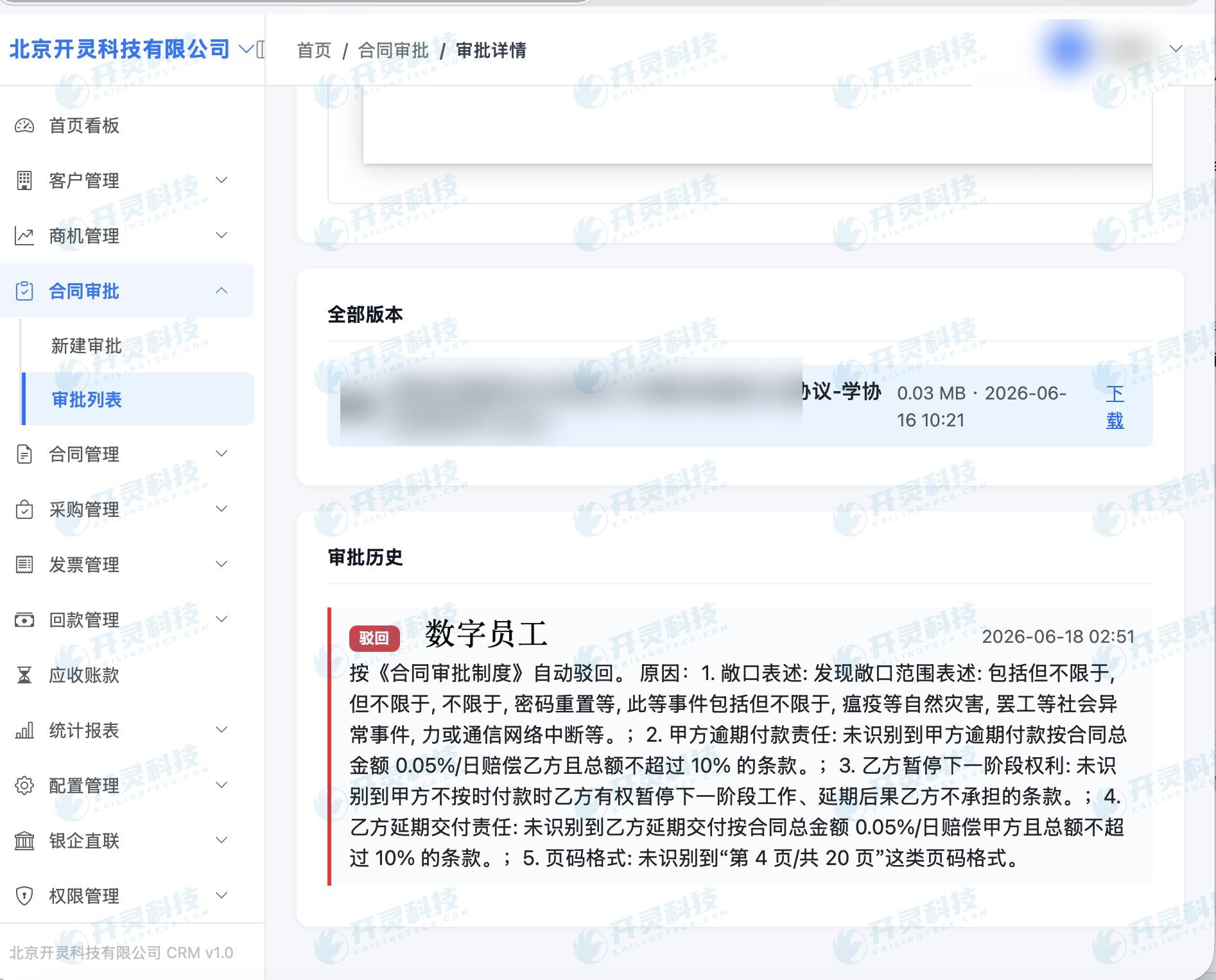 风险分级、逐项标红。