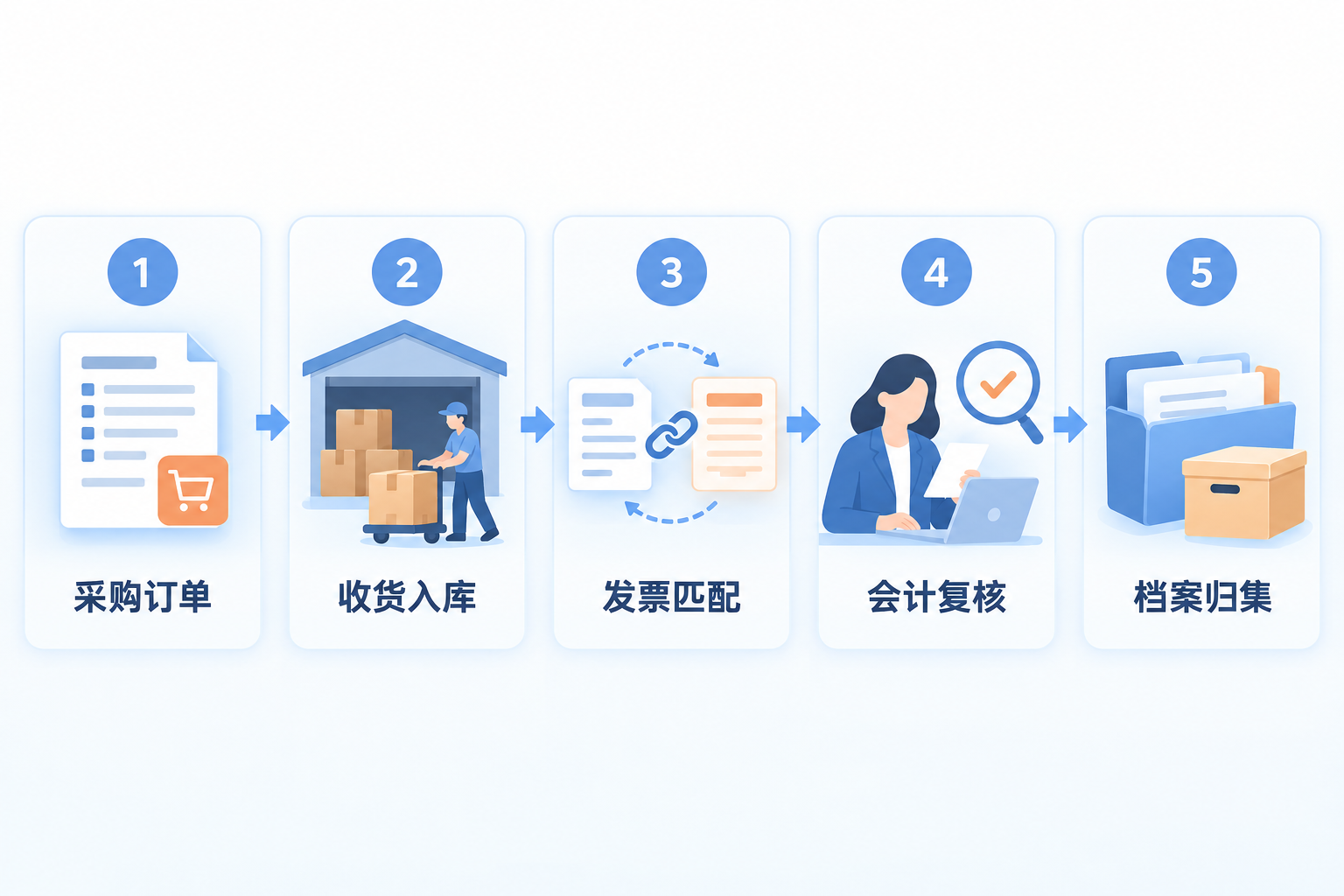 进销存与发票会计协同五步流程图