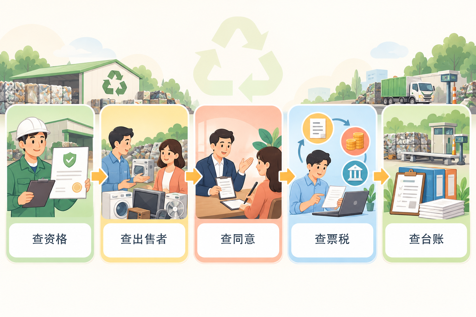 Five-item risk verification checklist for resource recycling reverse invoicing