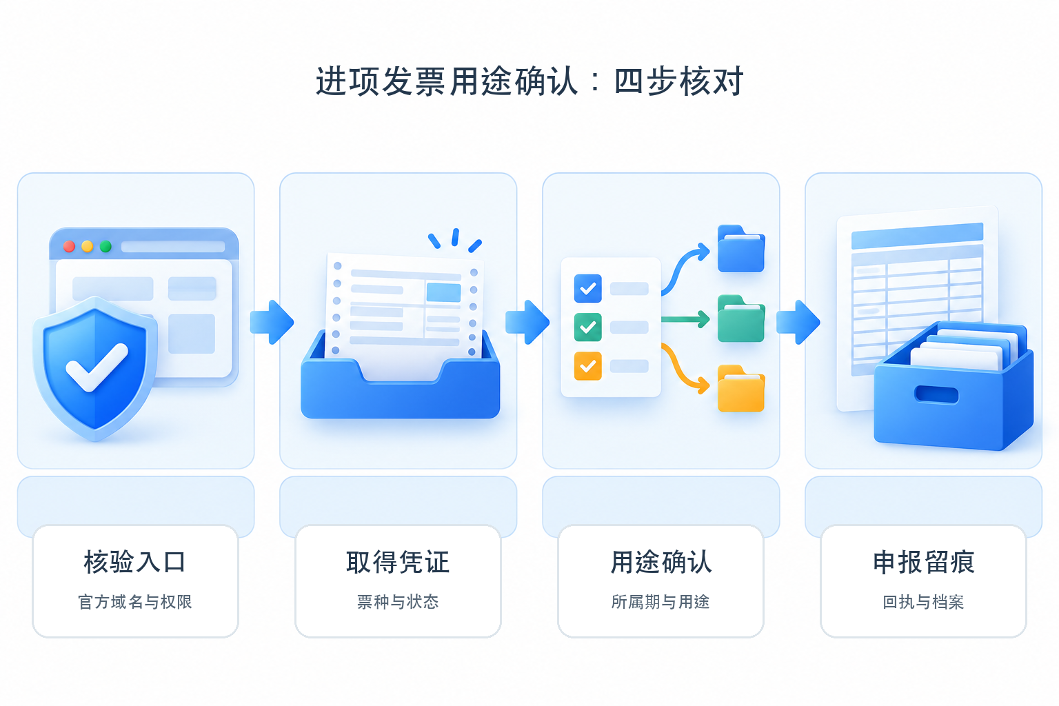Four-step verification chart for input VAT invoice purpose confirmation