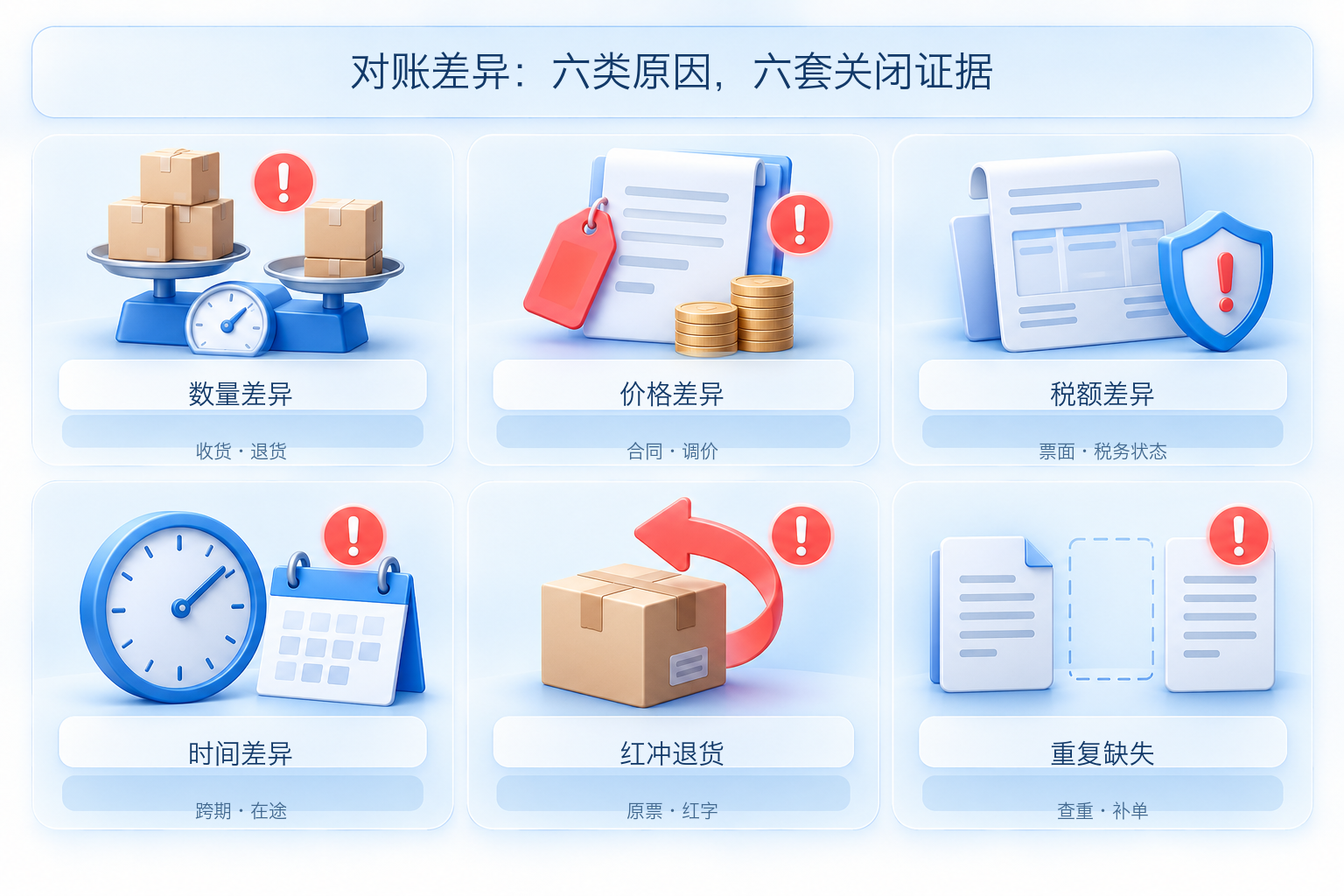 サプライチェーン照合6種類の差異とクローズ証跡図