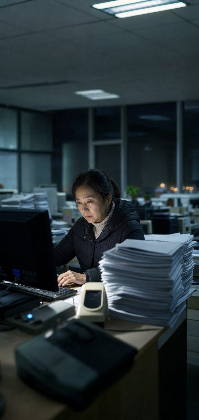 开票员深夜手工开票